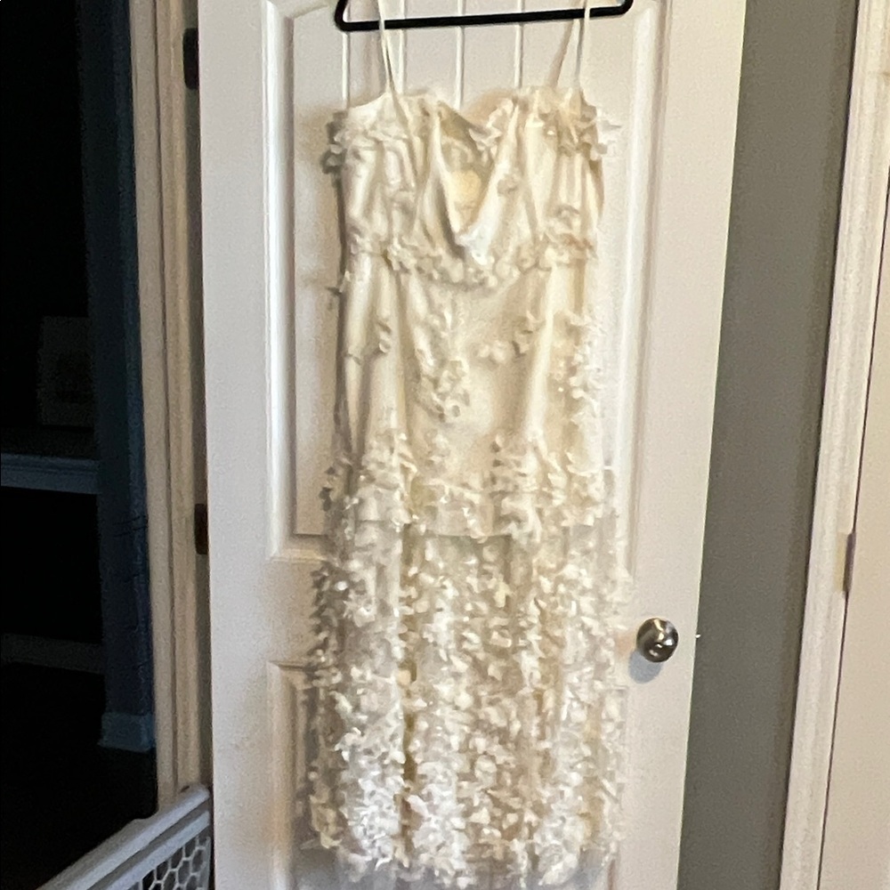NWOT Helsi New Audrey Square Neck Floral Appliqué Sheer Dress Ivory White XL